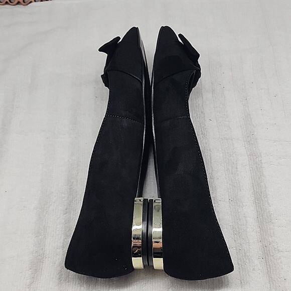 ●NINE WEST●FAVS FLATS BLACK POINTED-TOE GOLD TRIM BOW ON TOE BOX LADIES 8 NWOB - Picture 9 of 16